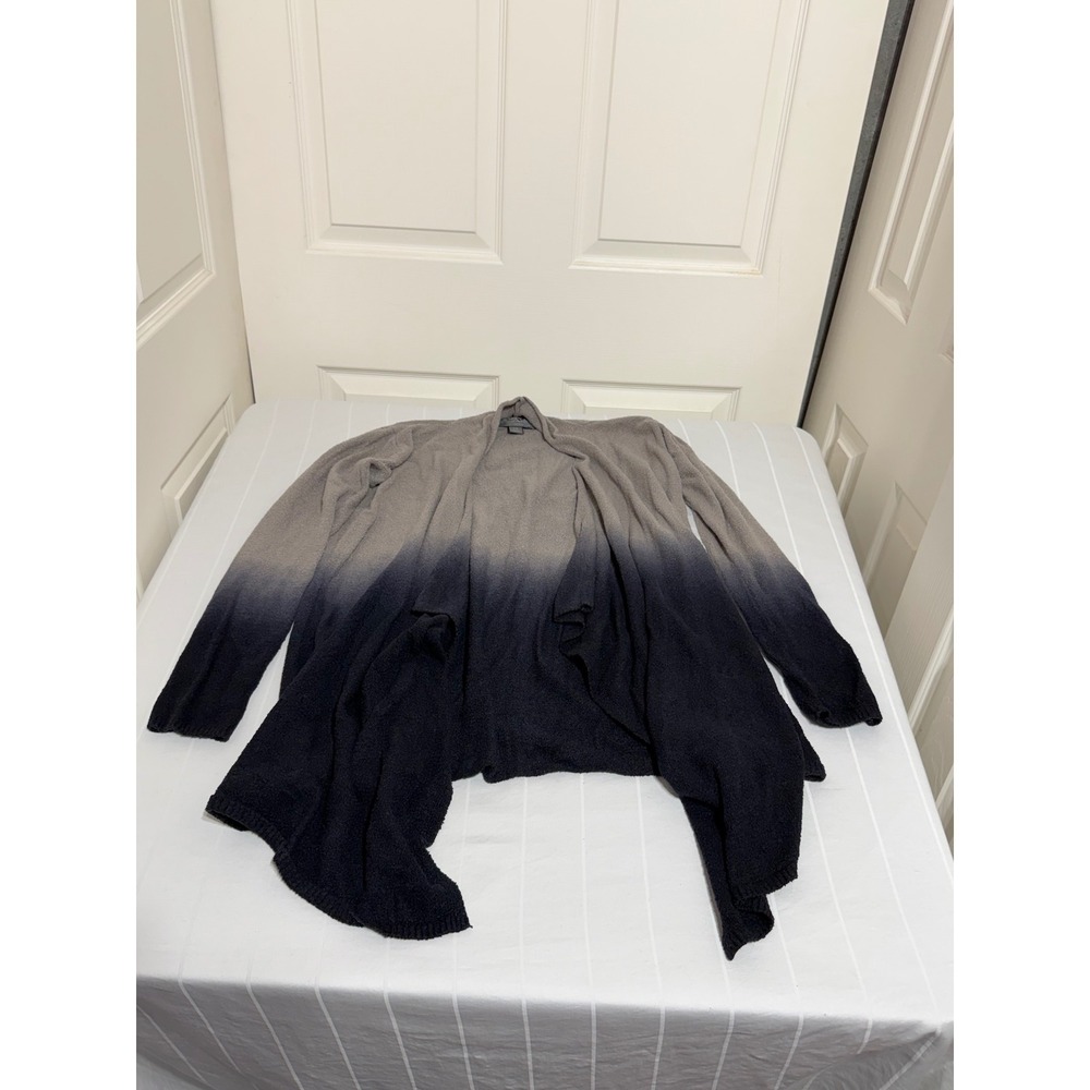 Barefoot Dreams CozyChic Lite Ombre Dip Dye Cardigan Grey Black SM 436